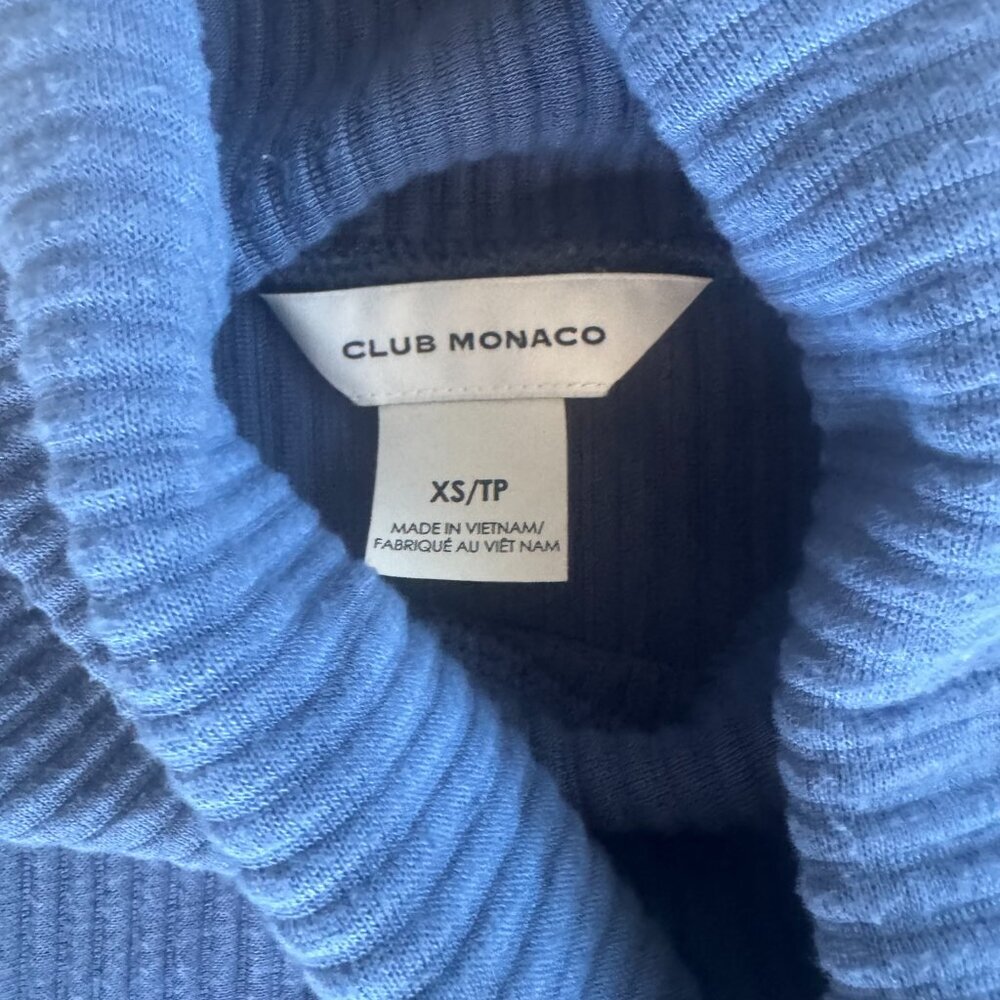 Club Monaco Blue Ribbed Sweater Turtle Neck - size XS - Picture 3 of 4